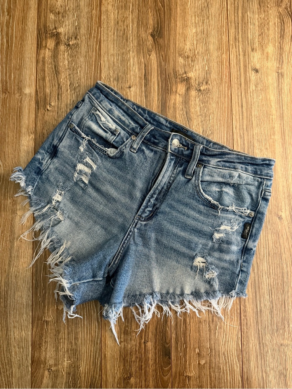 Silver Jeans Light Blue Distressed Frayed Denim Shorts